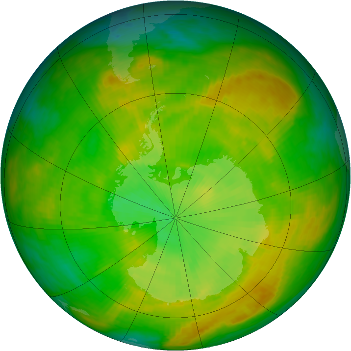 Antarctic ozone map for 12 December 1979